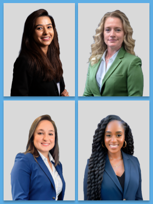 Collage of portraits of Desert Rose Capital Management Team Members: Mausmi Pala (top left), Angie Gardner (top right), Valerie Coffey (bottom left), and Sherika Ralliford (bottom right).